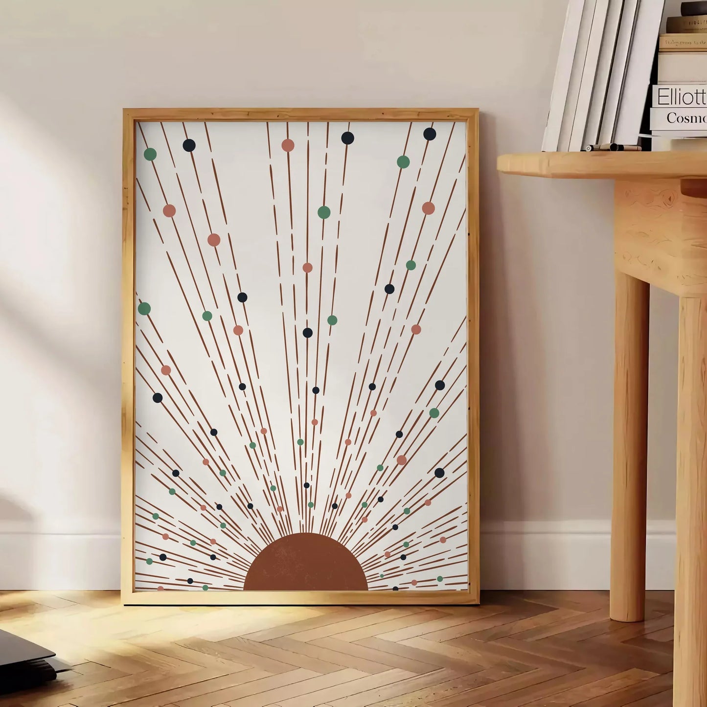 space Boho Print Poster stunning abstract art serene gray green hues captivating wall perfect gift lovers artwork touch elegance decor