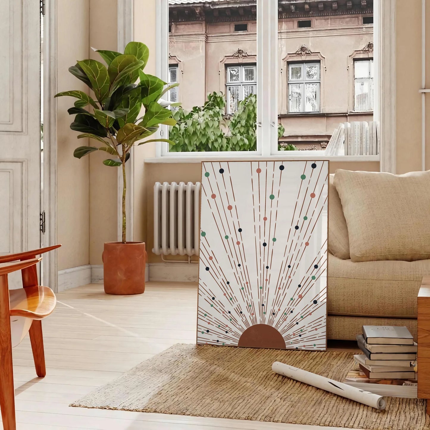 space Boho Print Poster stunning abstract art serene gray green hues captivating wall perfect gift lovers artwork touch elegance decor