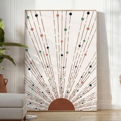 space Boho Print Poster stunning abstract art serene gray green hues captivating wall perfect gift lovers artwork touch elegance decor