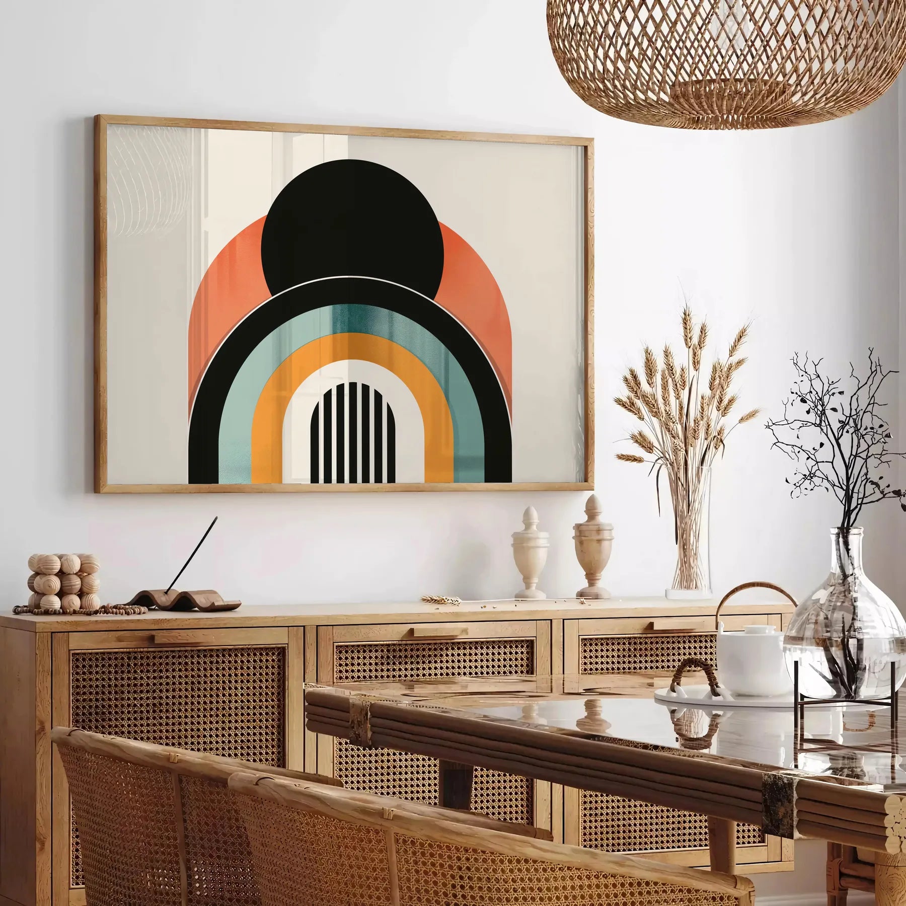 space boho wall art bold black orange abstract designs captivating poster perfect statement piece unique gift interior aesthetic sizes A4 cm A0